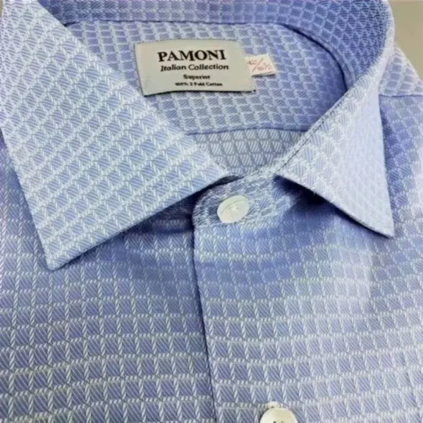 Camisa para hombre a cuadros de color azul cielo de la marca de moda Tierra de Tartessos de algodón peinado