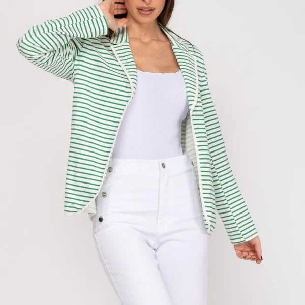 Blazer de mujer finas rayas verde