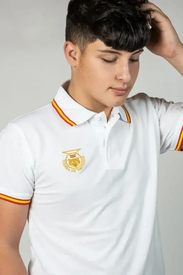 Polo unisex Tierra de Tartessos español Blanco manga corta