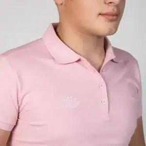 Polo unisex de marca rosa palido