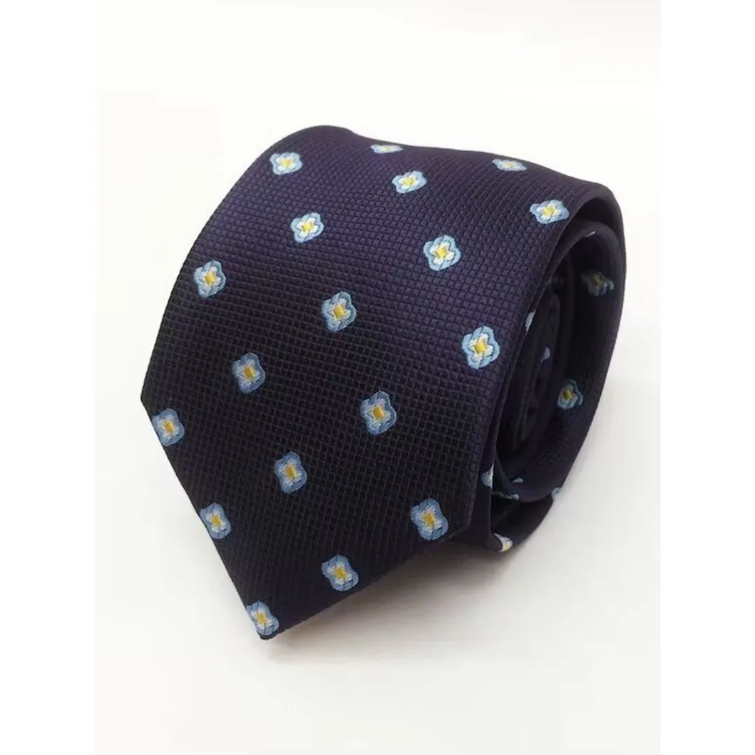 Corbata azul marino floral