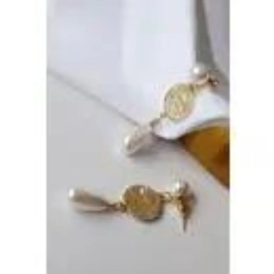 Elegantes pendientes colgantes de aleación y perlas de imitación - Imagen 2