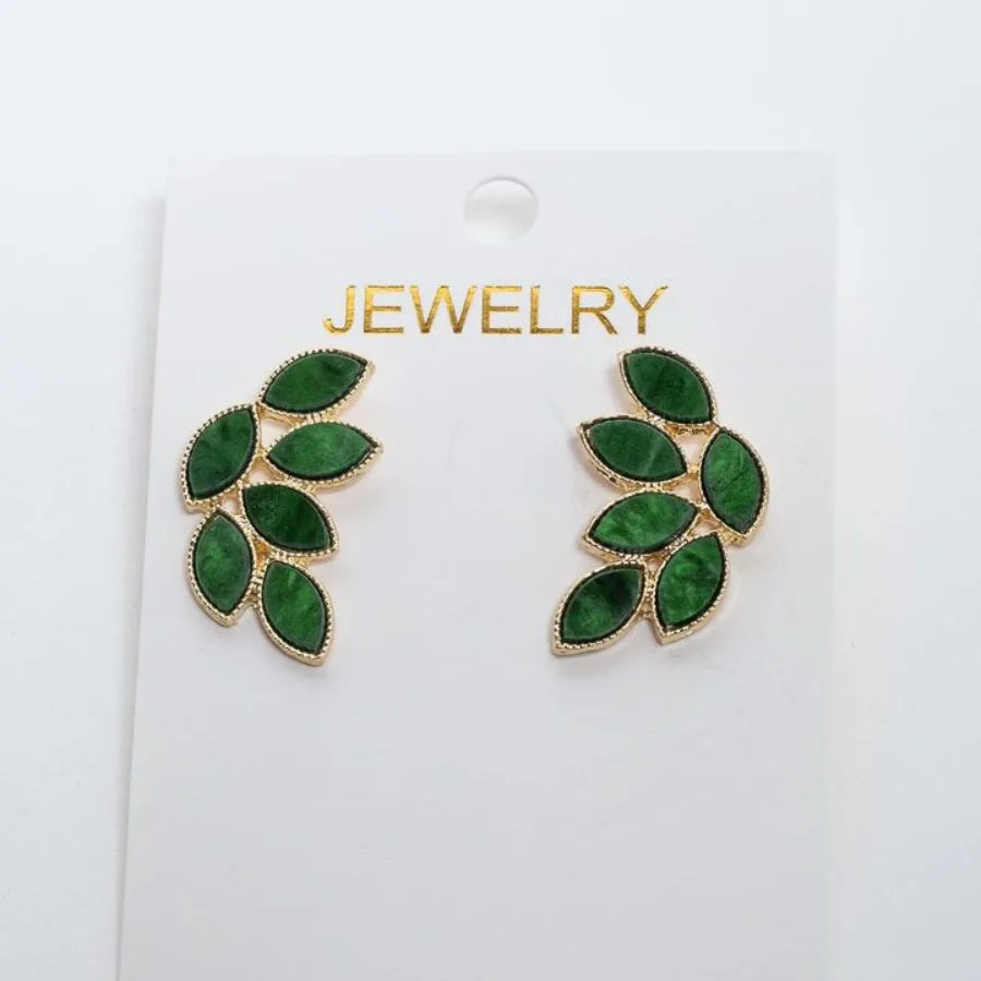 Aretes acrílicos hojas verdes - Imagen 2