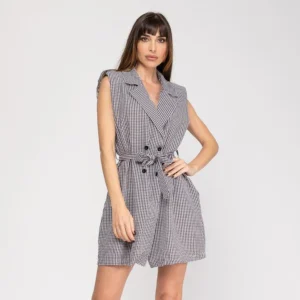 Vestido chaleco Vichy cinturón