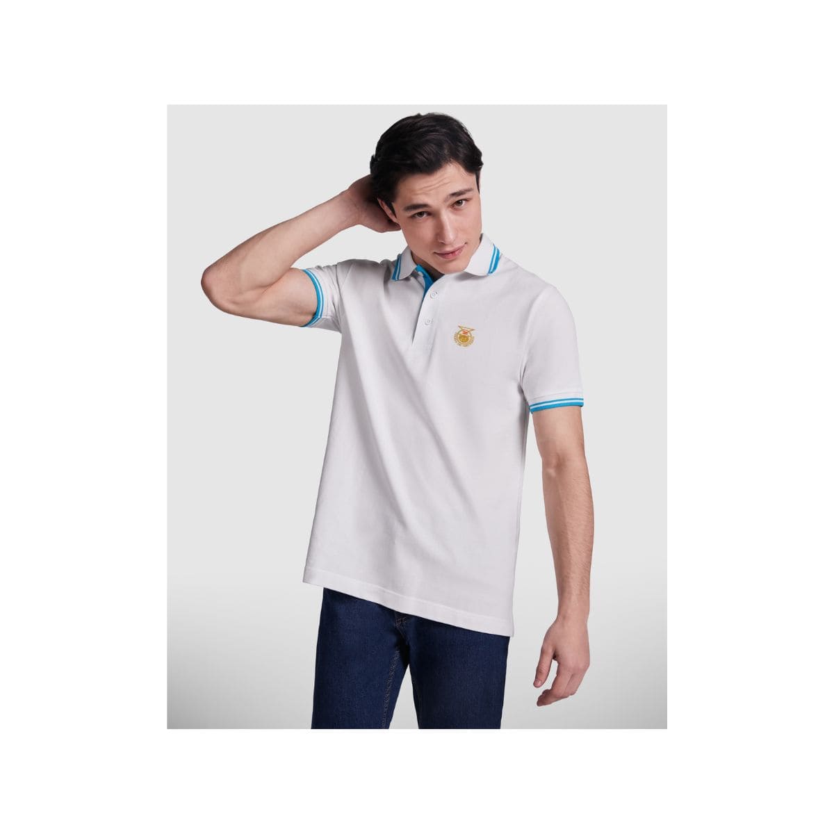 Polo Blanco Turquesa Algodón Tartessos