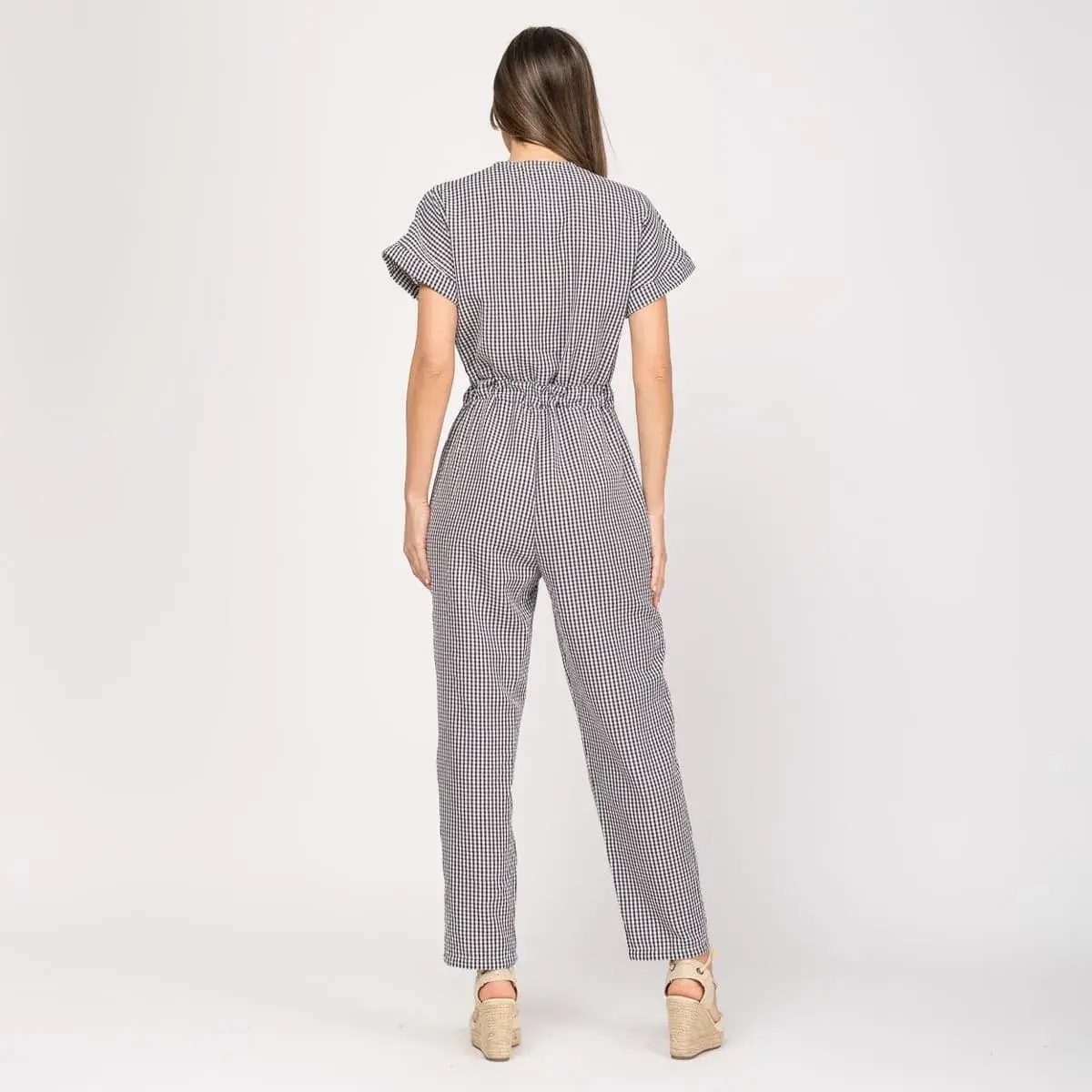 Mono con cintura fruncida Vichy - Imagen 2