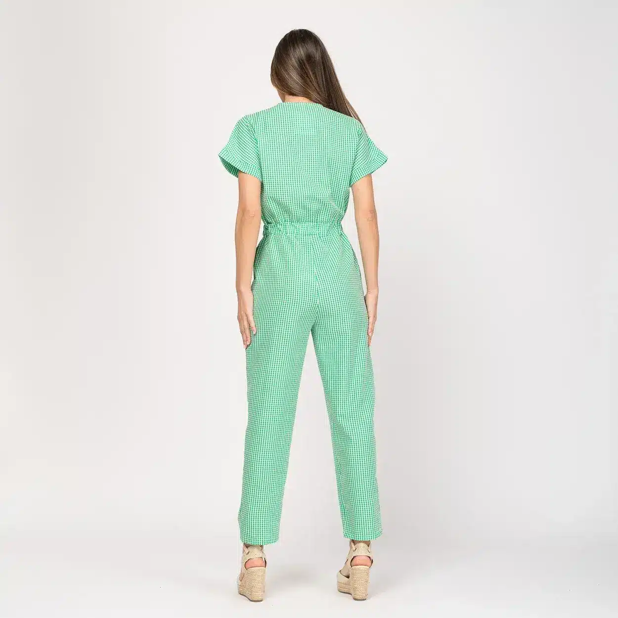 Mono con cintura fruncida Vichy - Imagen 4