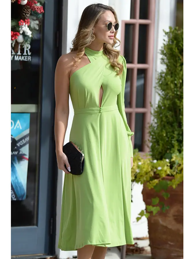 Vestido punto hombro descubierto